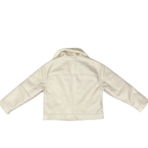 NWT Abercrombie and Fitch Fur Shearling Aviator Jacket in Cream - Picture 2 of 2